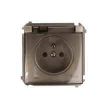 Simon Basic Gniazdo bryzgoszczelne z/u IP44 z klapka dymną satynowe BMGZ1B.01/29a