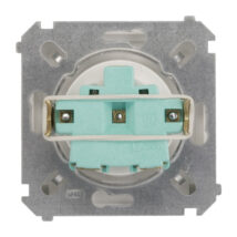 Simon Basic Gniazdo bryzgoszczelne z/u IP44 z przesłoną torów i klapką białe BMGZ1Bz.01/11