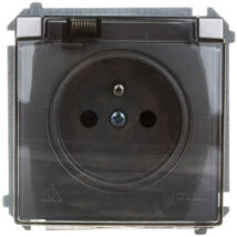 Simon Basic Gniazdo bryzgoszczelne z/u IP44 z przesłoną torów i klapką stal inox BMGZ1Bz.01/21a