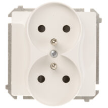 Simon Basic Gniazdo podwójne z/u 16A IP20 z przesłoną torów białe BMGZ2Mz.01/11