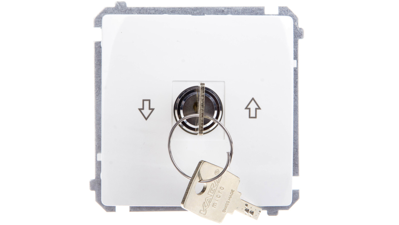 Simon Basic Łącznik żaluzjowy z kluczem trzypozycyjny ,I-0-II, biały BMWZK.01/11