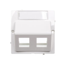 Simon Basic Pokrywa gniazda teleinformatycznego podwójnego RJ skośna z polem opisowym biała BMGKS2P/11