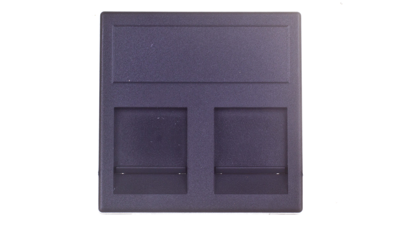 Simon Connect Plytka K45 gniazda teleinformatycznego podwójnego 2xRJ płaska z przesłoną czarny KB76/14