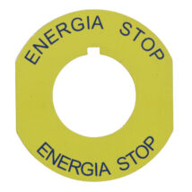 Tabliczka opisowa żółta okrągła fi42 ENERGIA STOP ST22-4509P02