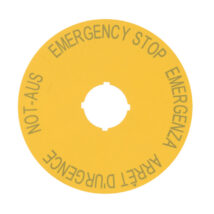 Tabliczka opisowa żółta okrągła fi90 EMERGENCY STOP M22-XAK1 216465