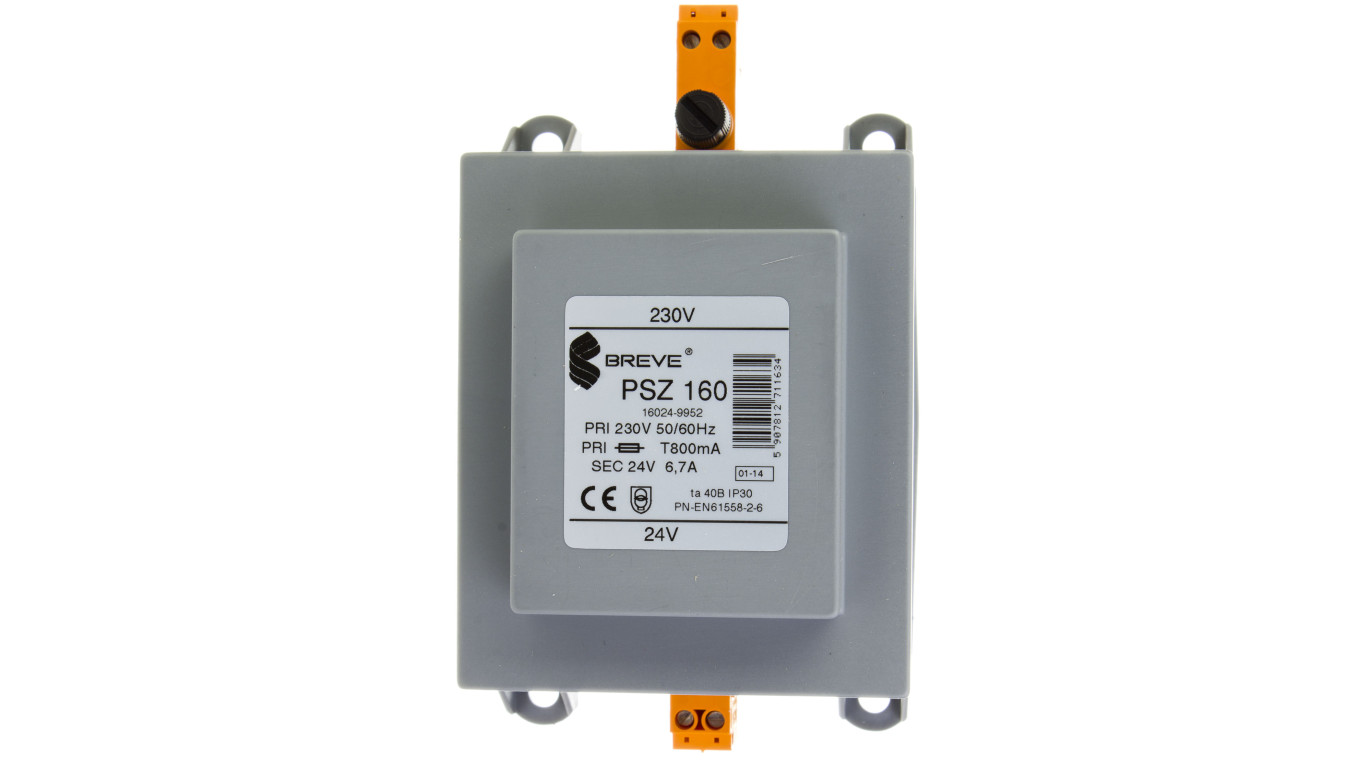 Transformator 1-fazowy bezpieczeństwa PSZ 160 230/ 24V 6,7A, na szynę DIN, IP30, Ta 40, 16024-9952