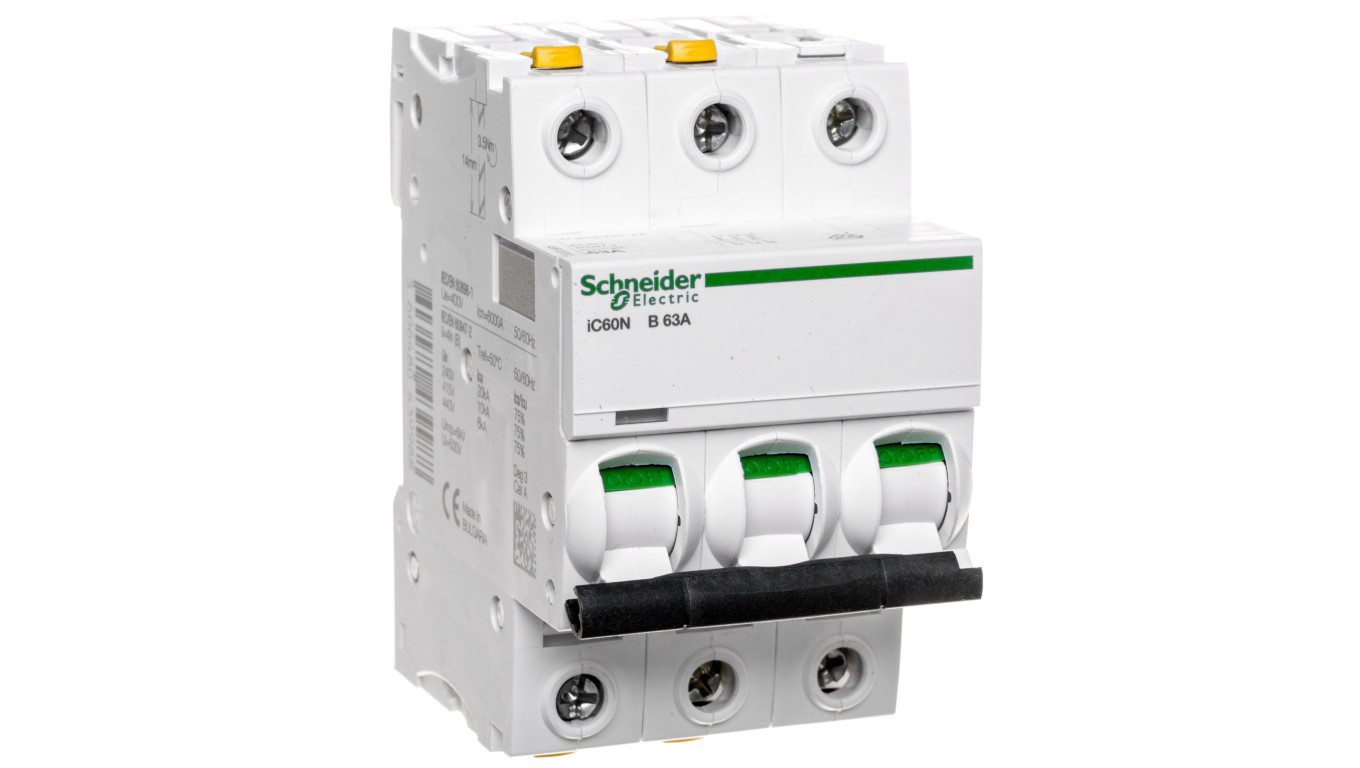 Wyłącznik nadprądowy 3P B 63A 6kA AC iC60N-B63-3 Acti9 A9F03363