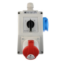 Zestaw instalacyjny z gniazdem 16A 5P+2P+Z (L-0-P) czerwony ZI03R221