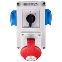 Zestaw instalacyjny z gniazdem 32A 5P+2x2P+Z (0-1) czerwony ZI05R442