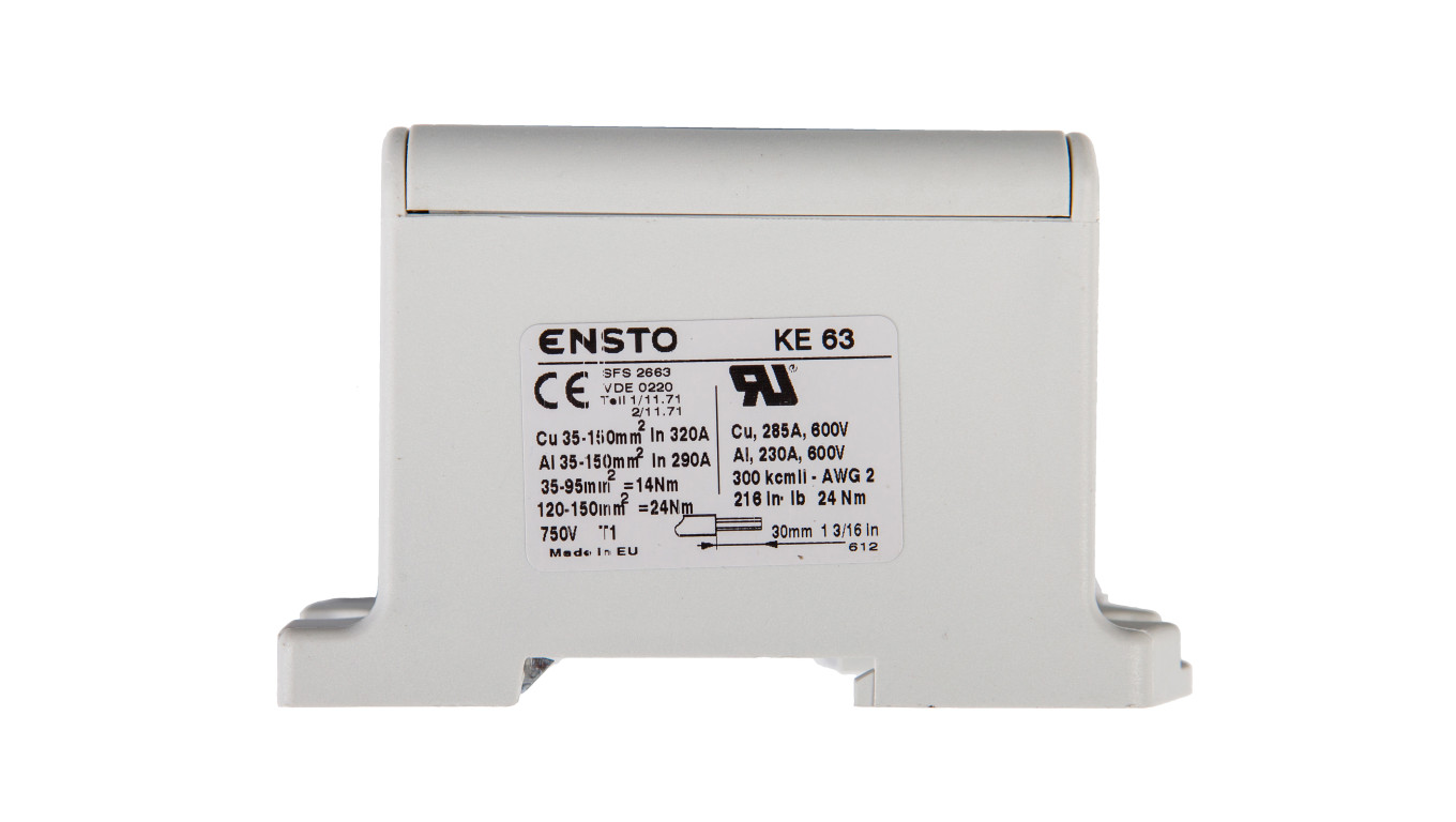 Złączka szynowa 2-przewodowa 35-150mm2 szara KE63